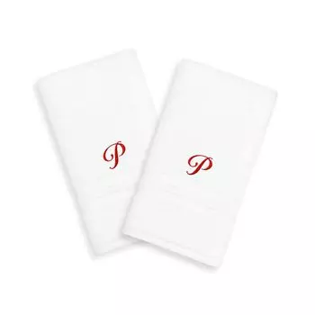Linum Home Textiles Red Script Denzi Single Letter Полотенца для рук с монограммой, 2 упаковки
