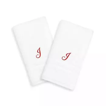 Linum Home Textiles Red Script Denzi Single Letter Полотенца для рук с монограммой, 2 упаковки