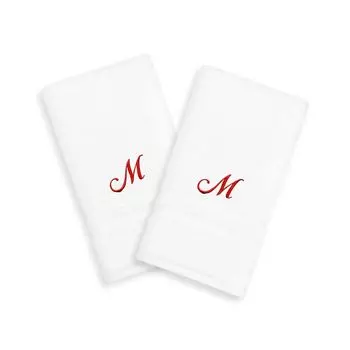 Linum Home Textiles Red Script Denzi Single Letter Полотенца для рук с монограммой, 2 упаковки