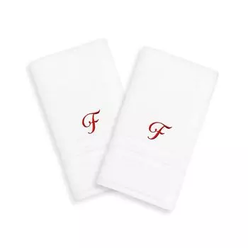 Linum Home Textiles Red Script Denzi Single Letter Полотенца для рук с монограммой, 2 упаковки