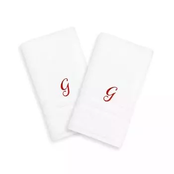 Linum Home Textiles Red Script Denzi Single Letter Полотенца для рук с монограммой, 2 упаковки