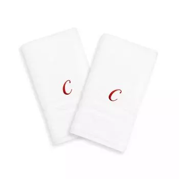 Linum Home Textiles Red Script Denzi Single Letter Полотенца для рук с монограммой, 2 упаковки