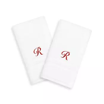 Linum Home Textiles Red Script Denzi Single Letter Полотенца для рук с монограммой, 2 упаковки