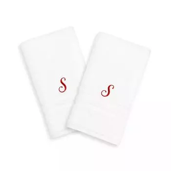 Linum Home Textiles Red Script Denzi Single Letter Полотенца для рук с монограммой, 2 упаковки