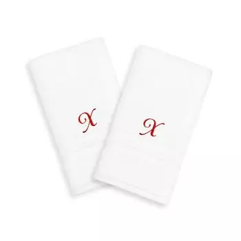 Linum Home Textiles Red Script Denzi Single Letter Полотенца для рук с монограммой, 2 упаковки
