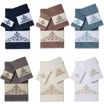 Linum Home Textiles Scarlet Набор украшенных банных полотенец из 3 предметов, темно-серый