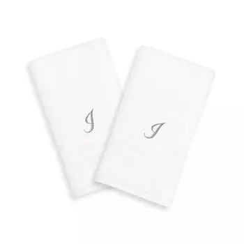 Linum Home Textiles Серебристые однобуквенные полотенца Denzi с монограммой, 2 упаковки