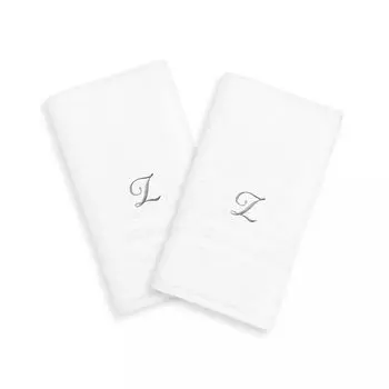 Linum Home Textiles Серебристые однобуквенные полотенца Denzi с монограммой, 2 упаковки