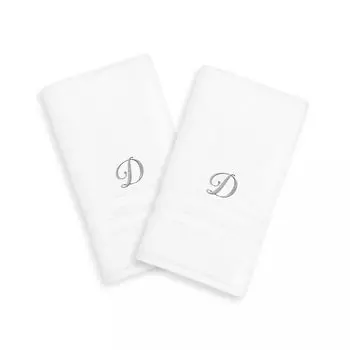 Linum Home Textiles Серебристые однобуквенные полотенца Denzi с монограммой, 2 упаковки