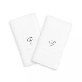 Linum Home Textiles Серебристые однобуквенные полотенца Denzi с монограммой, 2 упаковки