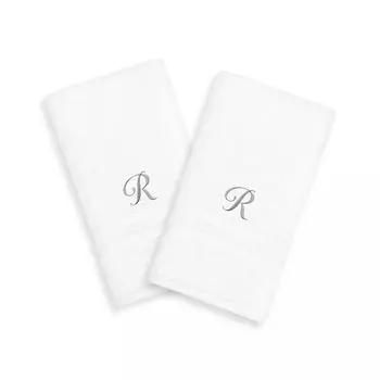 Linum Home Textiles Серебристые однобуквенные полотенца Denzi с монограммой, 2 упаковки