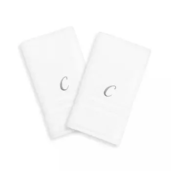 Linum Home Textiles Серебристые однобуквенные полотенца Denzi с монограммой, 2 упаковки