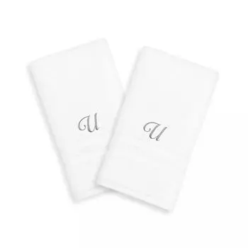 Linum Home Textiles Серебристые однобуквенные полотенца Denzi с монограммой, 2 упаковки