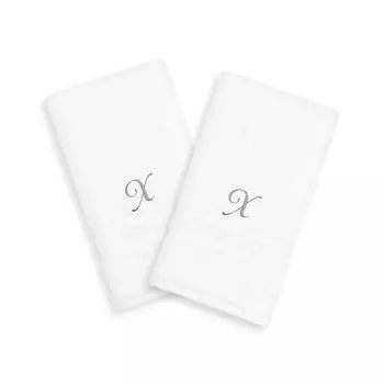 Linum Home Textiles Серебристые однобуквенные полотенца Denzi с монограммой, 2 упаковки