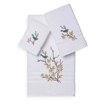 Linum Home Textiles Spring Time Набор украшенных банных полотенец из 3 предметов, белый