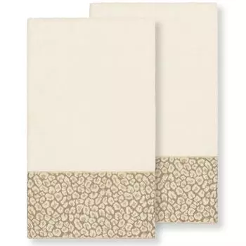 Linum Home Textiles Турецкие хлопковые пятна, набор из 2 украшенных банных полотенец, бежевый