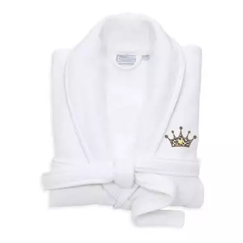 Linum Home Textiles Турецкий хлопковый вафельный махровый халат с атласной отделкой и вышивкой Linum Home Textiles, белый