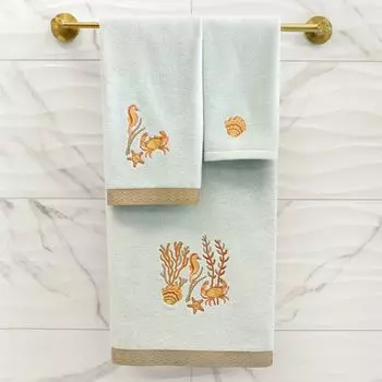 Linum Home Textiles Турецкий хлопок Aaron Набор из 2 украшенных полотенец для рук, бежевый
