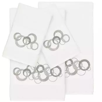 Linum Home Textiles Турецкий хлопок Annabelle Набор из 4 украшенных полотенец, белый