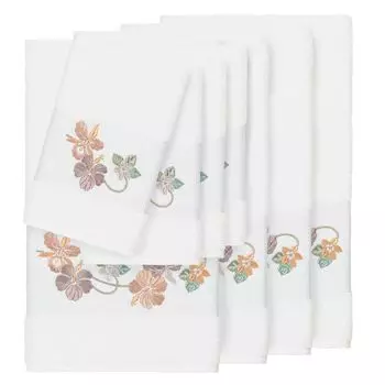 Linum Home Textiles Турецкий хлопок Caroline Набор украшенных полотенец из 8 предметов, белый