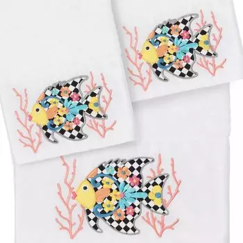 Linum Home Textiles Турецкий хлопок Feliz Набор украшенных полотенец из 3 предметов, голубой