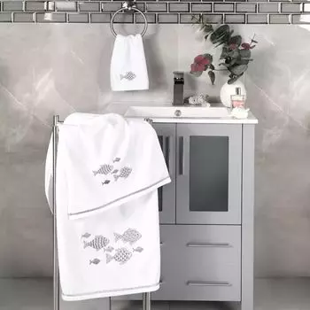 Linum Home Textiles Турецкий хлопок Figi Набор украшенных полотенец из 3 предметов, серый