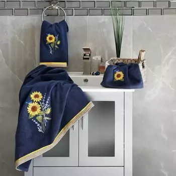 Linum Home Textiles Турецкий хлопок Girasol Набор из 2 украшенных банных полотенец