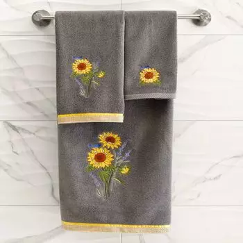Linum Home Textiles Турецкий хлопок Girasol Набор из 3 украшенных полотенец