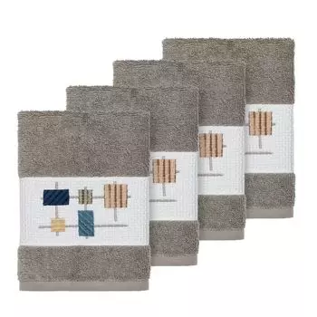 Linum Home Textiles Турецкий хлопок Khloe Набор мочалок с украшением, темно-синий