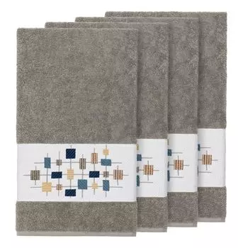 Linum Home Textiles Турецкий хлопок Khloe Набор банных полотенец с украшением, темно-синий