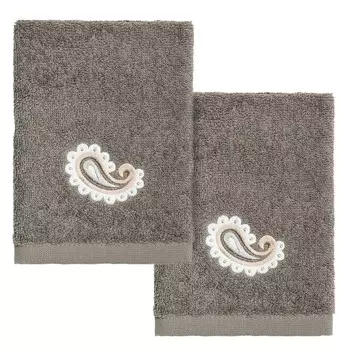Linum Home Textiles Турецкий хлопок Mackenzie Набор украшенных мочалок из 2 предметов, цвет Dark Gray