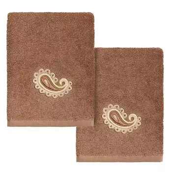 Linum Home Textiles Турецкий хлопок Mackenzie Набор украшенных мочалок из 2 предметов, цвет Latte