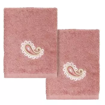 Linum Home Textiles Турецкий хлопок Mackenzie Набор украшенных мочалок из 2 предметов, цвет Tea Rose