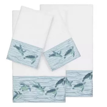 Linum Home Textiles Турецкий хлопок Mia Набор украшенных полотенец из 4 предметов, белый