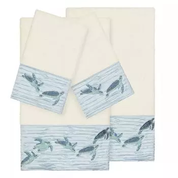 Linum Home Textiles Турецкий хлопок Mia Набор украшенных полотенец из 4 предметов, бежевый