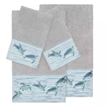 Linum Home Textiles Турецкий хлопок Mia Набор украшенных полотенец из 4 предметов, светло-серый