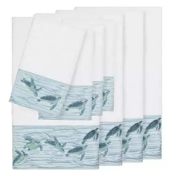 Linum Home Textiles Турецкий хлопок Mia Набор украшенных полотенец из 8 предметов, белый