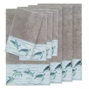 Linum Home Textiles Турецкий хлопок Mia Набор украшенных полотенец из 8 предметов, темно-серый