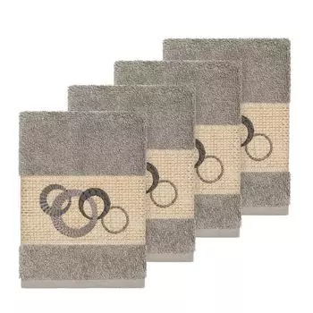 Linum Home Textiles Турецкий хлопок Набор мочалок с украшением Annabelle, светло-серый