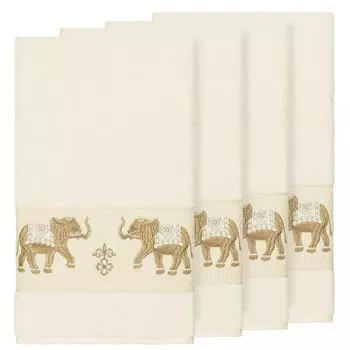 Linum Home Textiles Турецкий хлопок Набор украшенных банных полотенец Quinn, темно-синий