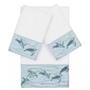 Linum Home Textiles Турецкий хлопок Набор украшенных полотенец Mia из 3 предметов, белый