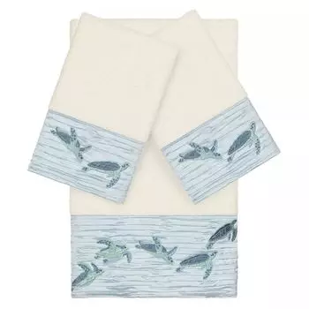 Linum Home Textiles Турецкий хлопок Набор украшенных полотенец Mia из 3 предметов, бежевый