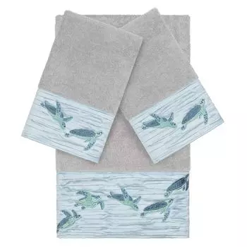 Linum Home Textiles Турецкий хлопок Набор украшенных полотенец Mia из 3 предметов, светло-серый