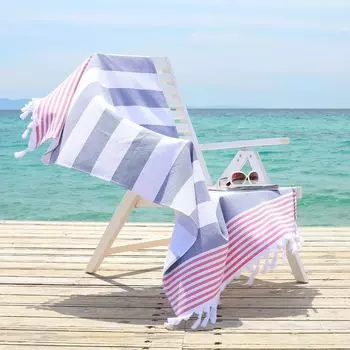 Linum Home Textiles Турецкий хлопок Патриотический набор пляжных полотенец Pestemal, 2 шт.