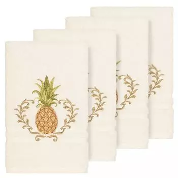 Linum Home Textiles Турецкий хлопок Приветственный набор украшенных полотенец для рук, темно-синий