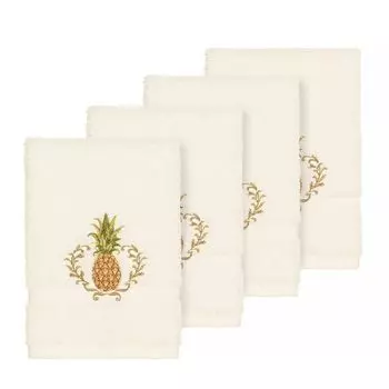 Linum Home Textiles Турецкий хлопок Приветственный набор украшенных мочалок, бежевый