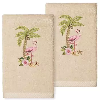 Linum Home Textiles Турецкий хлопок с вышивкой Flora Набор из 2 полотенец для рук