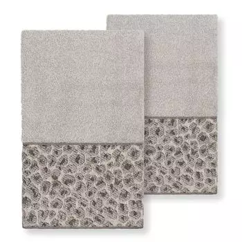 Linum Home Textiles Турецкий хлопок в пятнах, набор из 2 украшенных полотенец для рук, светло-серый
