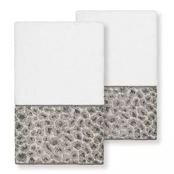 Linum Home Textiles Турецкий хлопок в пятнах, набор из 2 украшенных полотенец для рук, белый