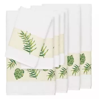 Linum Home Textiles Турецкий хлопок Zoe Набор украшенных полотенец из 8 предметов, белый